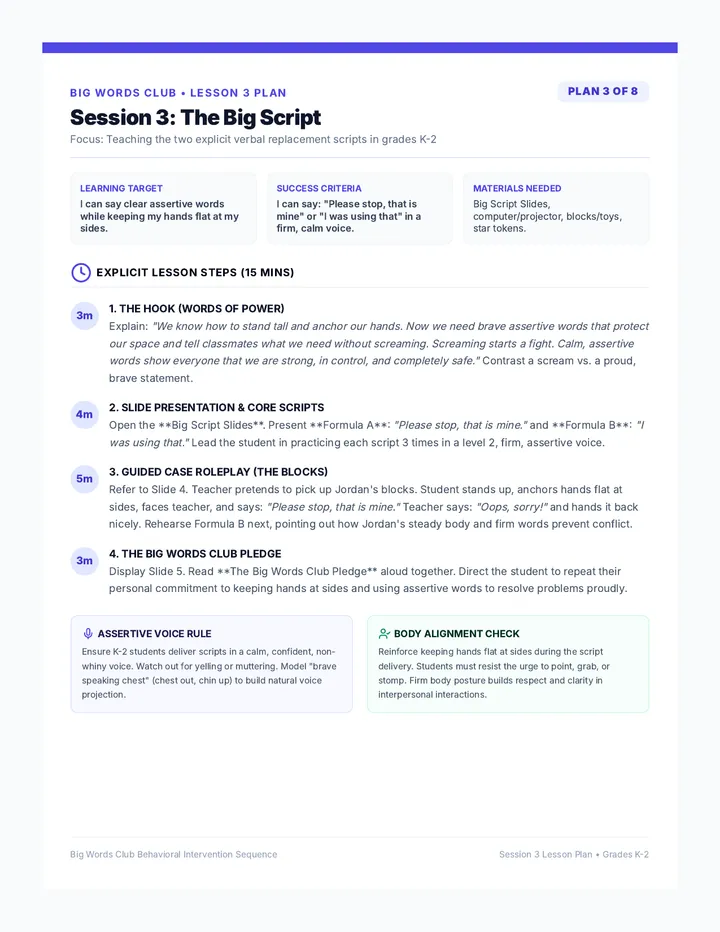 Big Script Lesson Plan