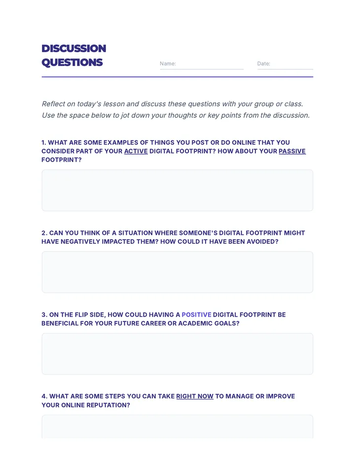 Digital Footprint Discussion Questions