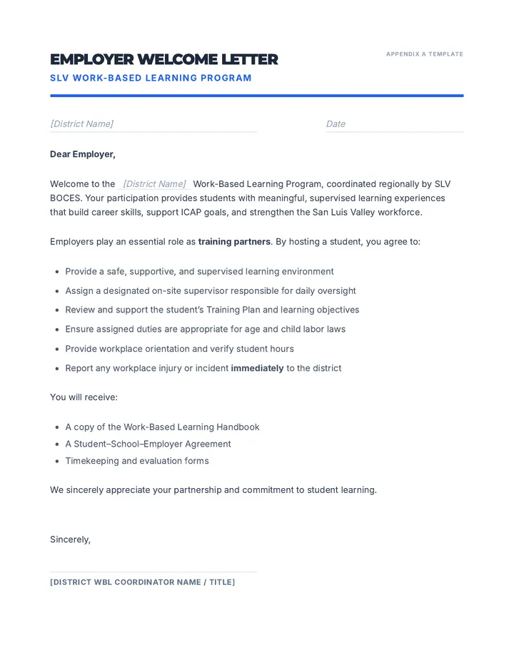 Onboarding Letters Packet