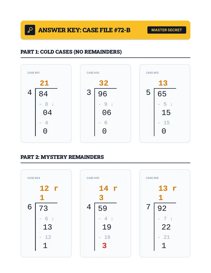 Division Dash Answer Key