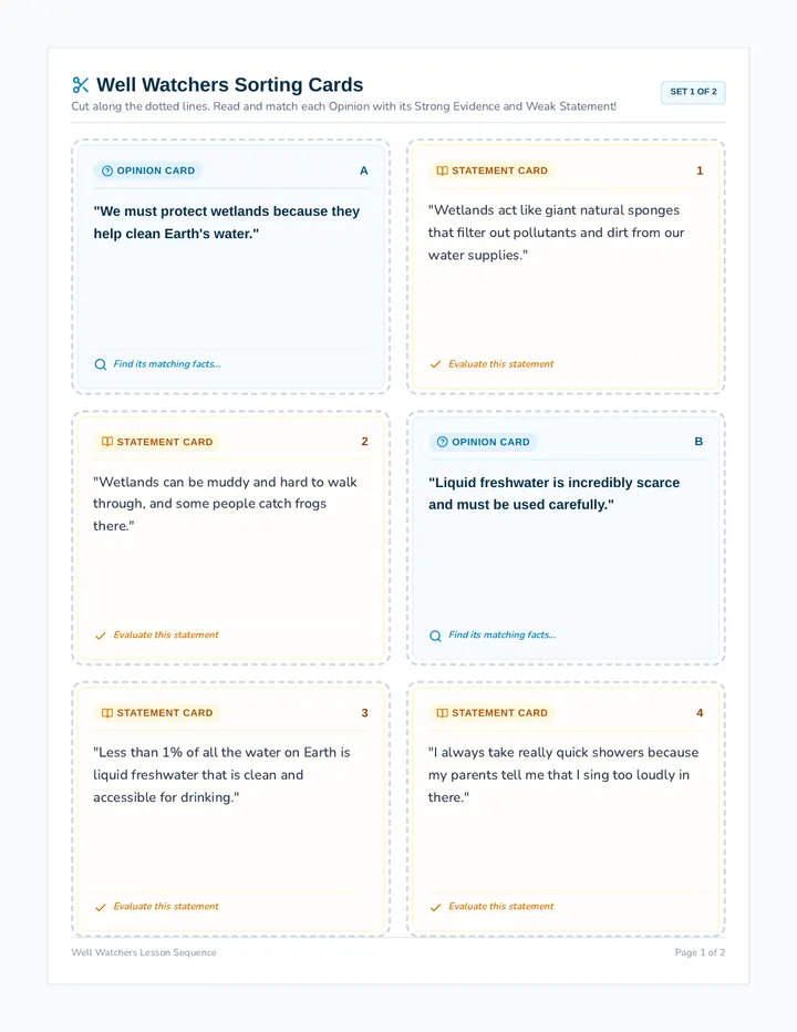 Well Watchers Task Cards
