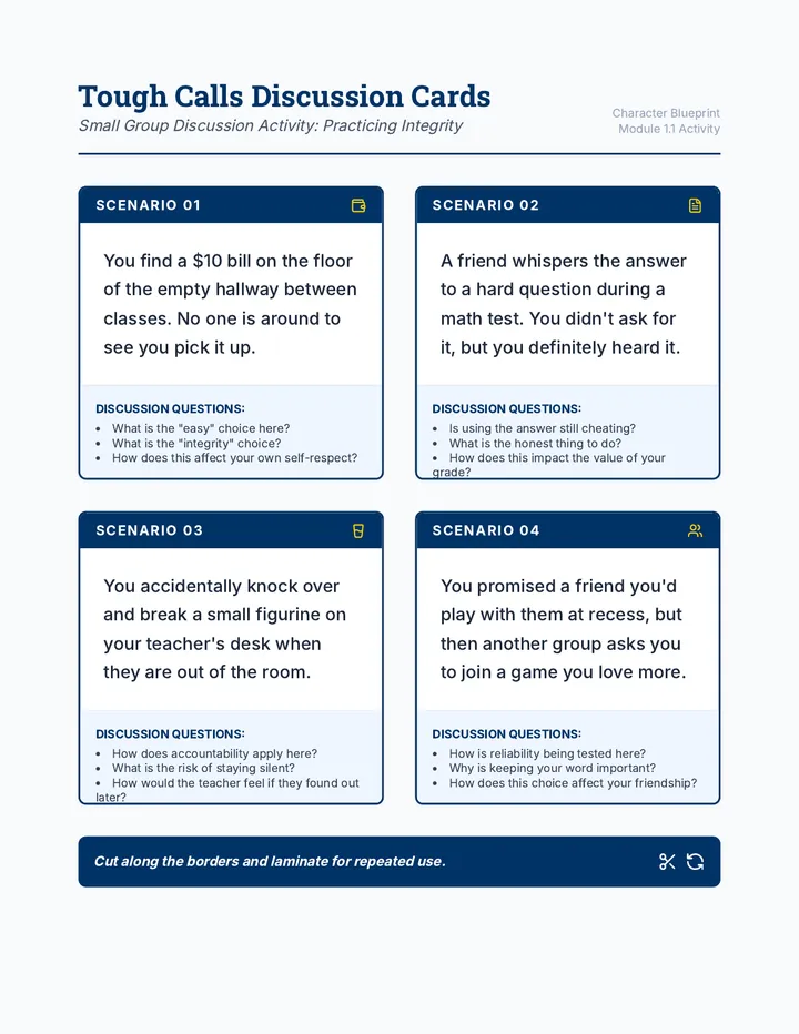 Tough Calls Discussion Cards