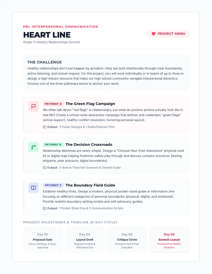 Heart Line Project Menu