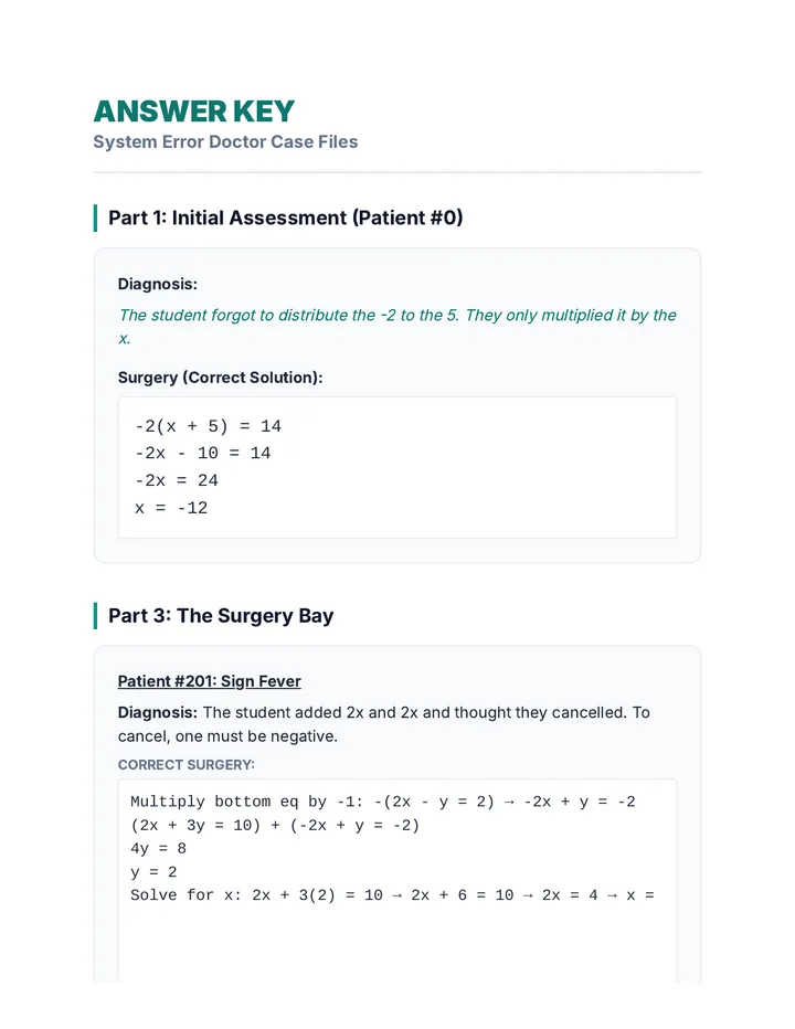 Error Doctor Answer Key