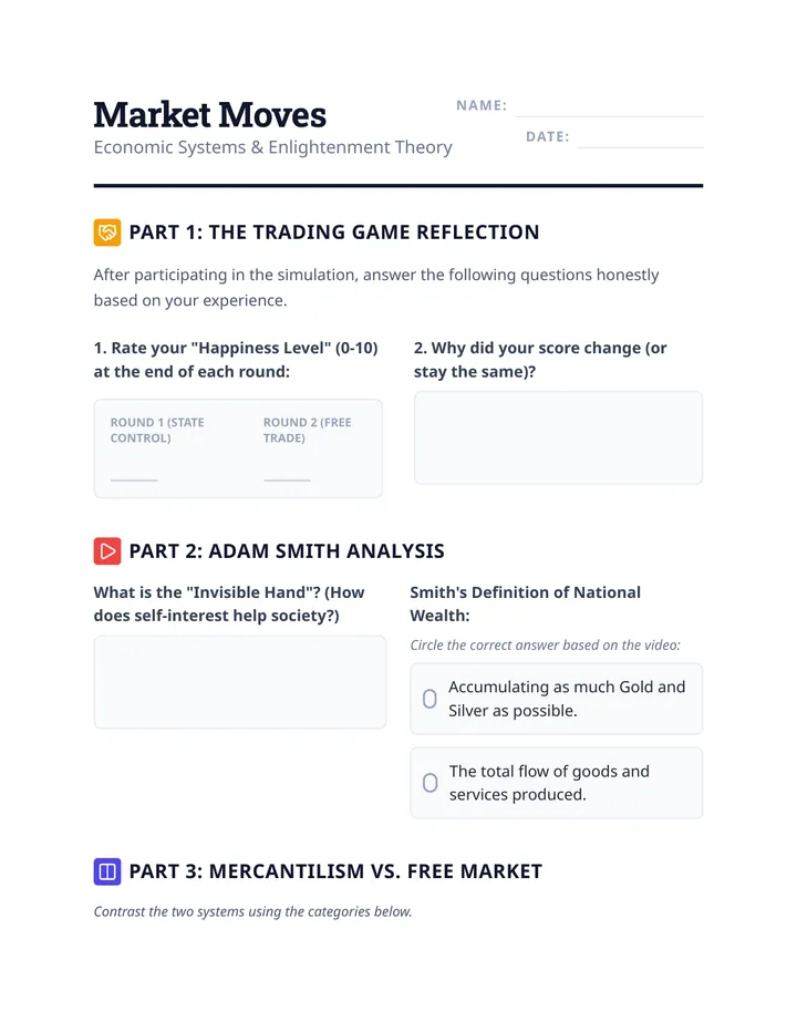 Market Moves Worksheet