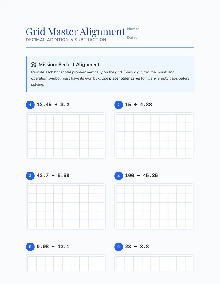 Grid Master Worksheet