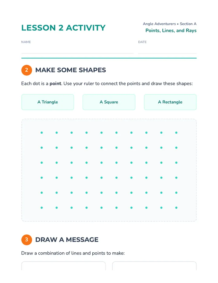 Points and Shapes Worksheet