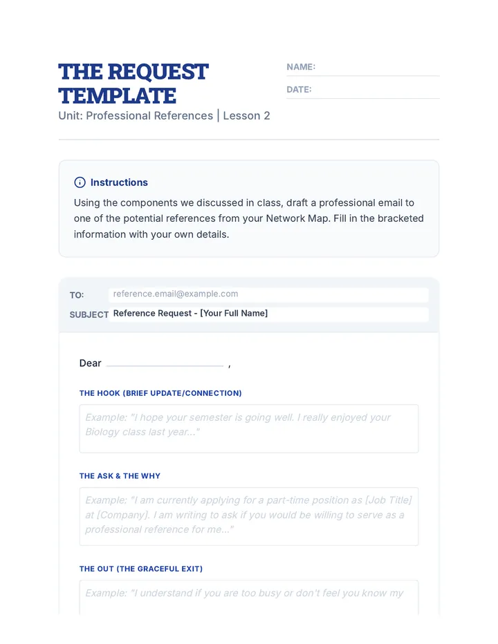 Request Email Worksheet