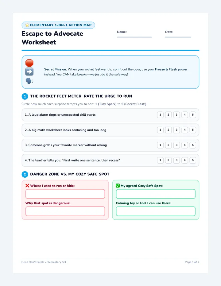 Escape to Advocate Worksheet