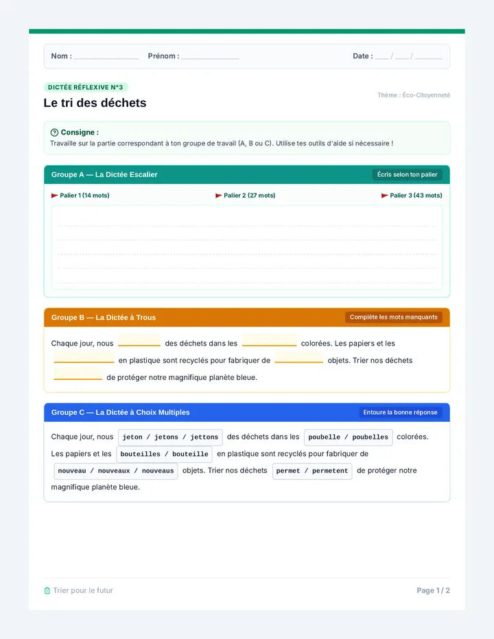 Eco Citoyennete Fiche Eleve
