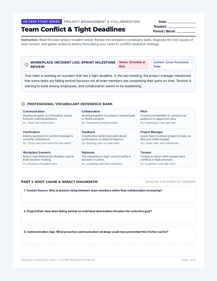 Team Conflict Worksheet