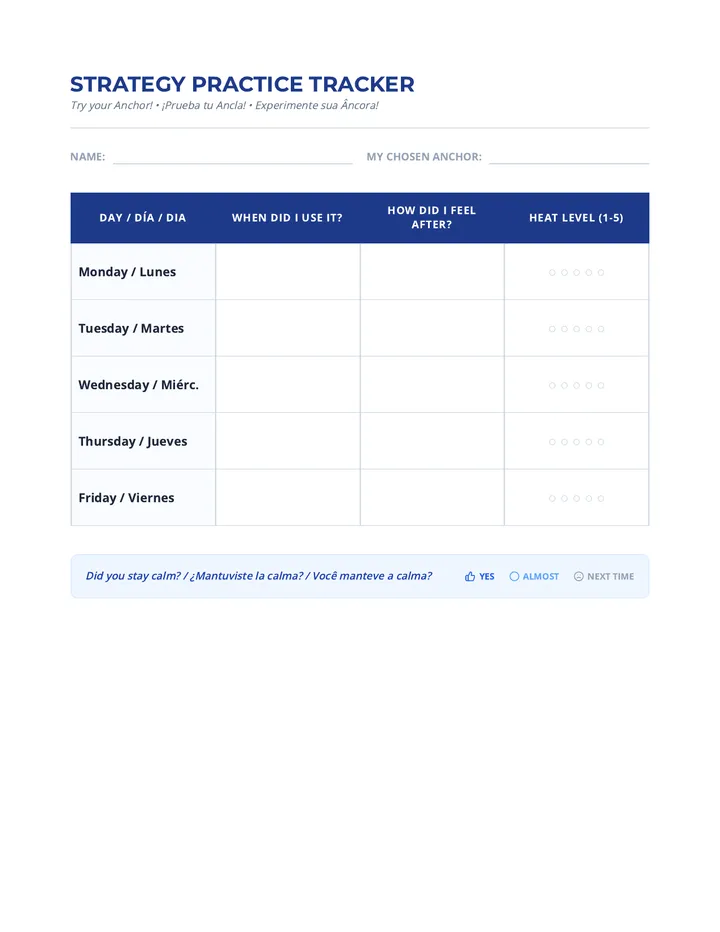 Strategy Practice Tracker Worksheet