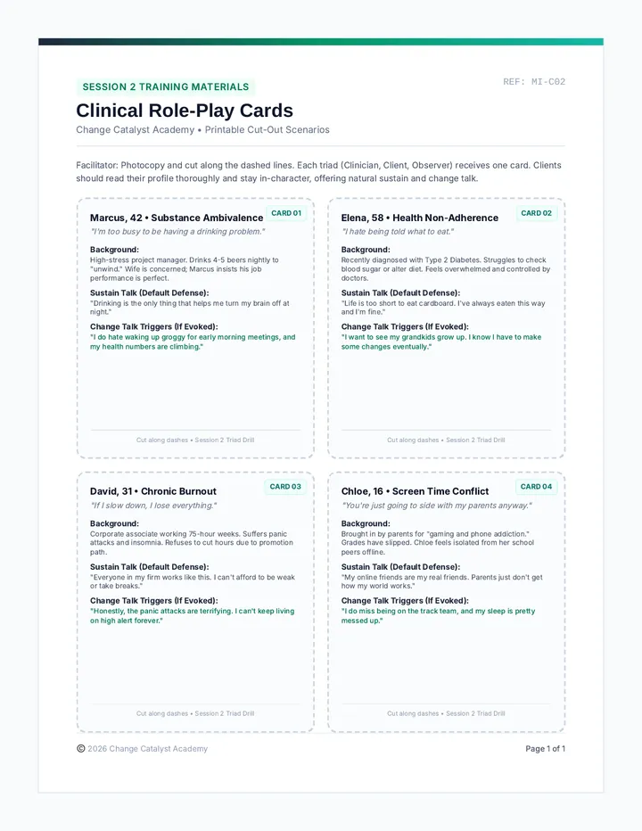 Role Play Scenario Cards