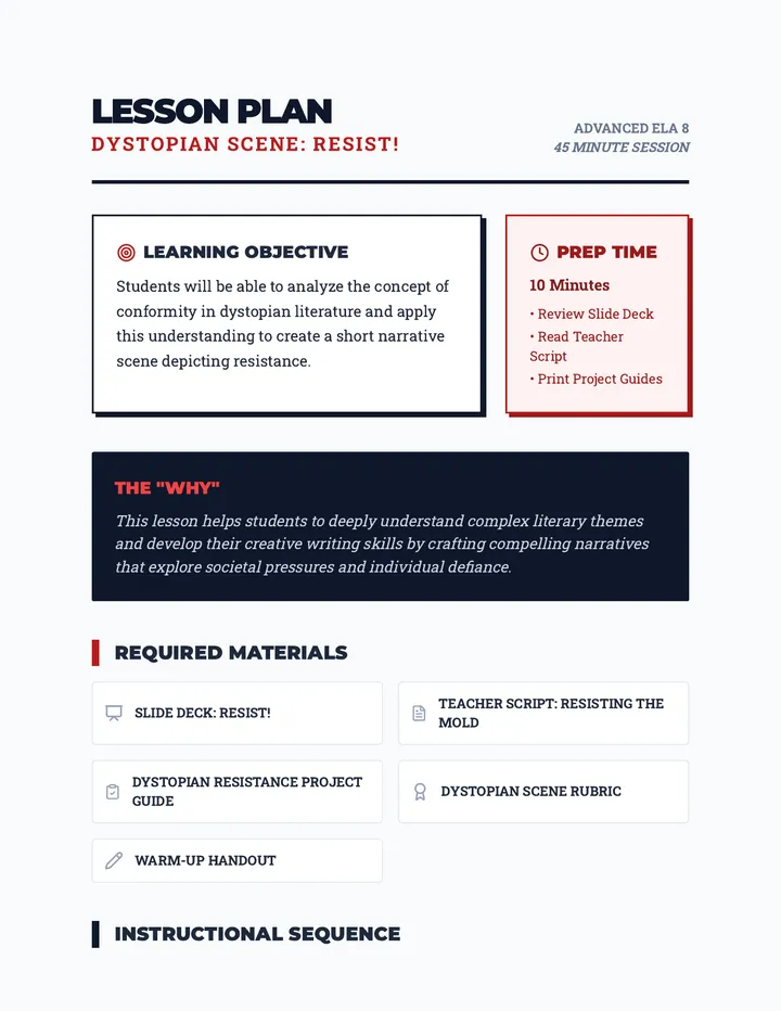 Dystopian Scene Lesson Plan
