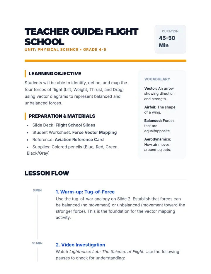 Flight School Teacher Guide