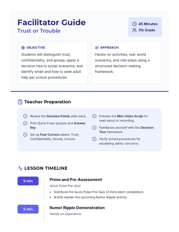 Trust or Trouble Facilitator Guide