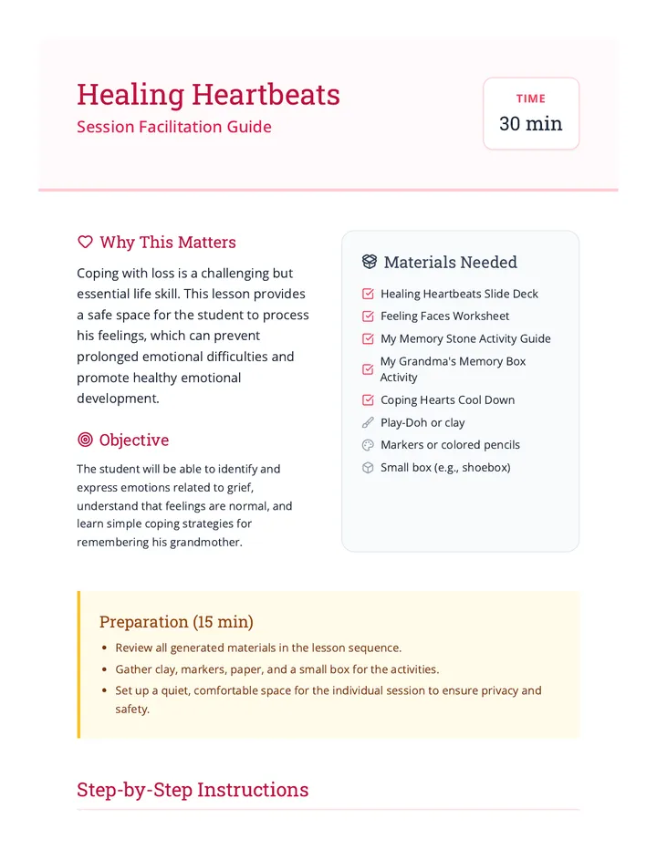 Healing Heartbeats Lesson Plan