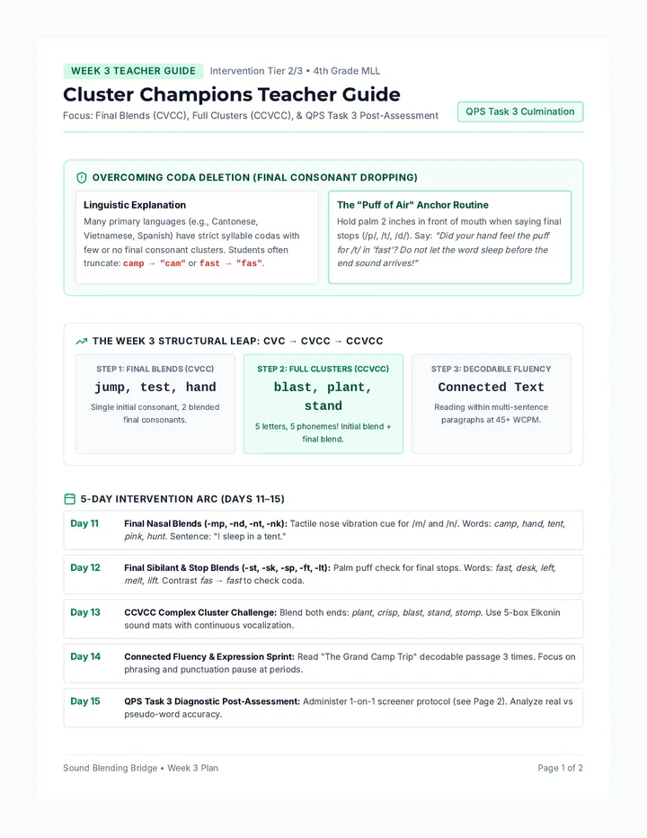 Cluster Champions Teacher Guide
