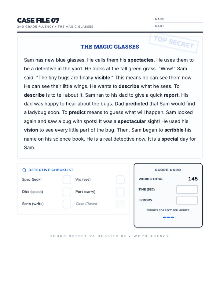 Magic Glasses Fluency Passage