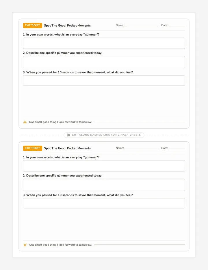 Pocket Moments Exit Ticket