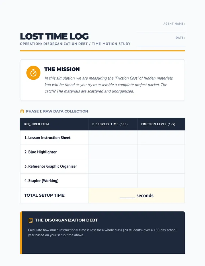 Lost Time Log Worksheet