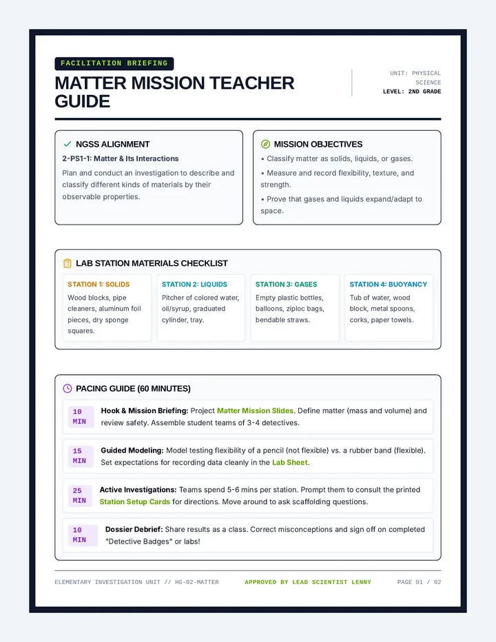 Matter Mission Teacher Guide