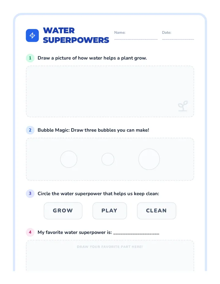 Water Superpowers Worksheet