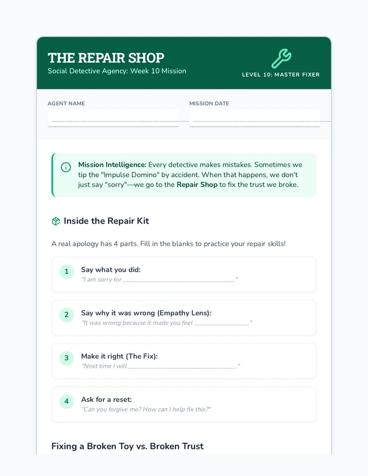 Repair Shop Worksheet Wk10