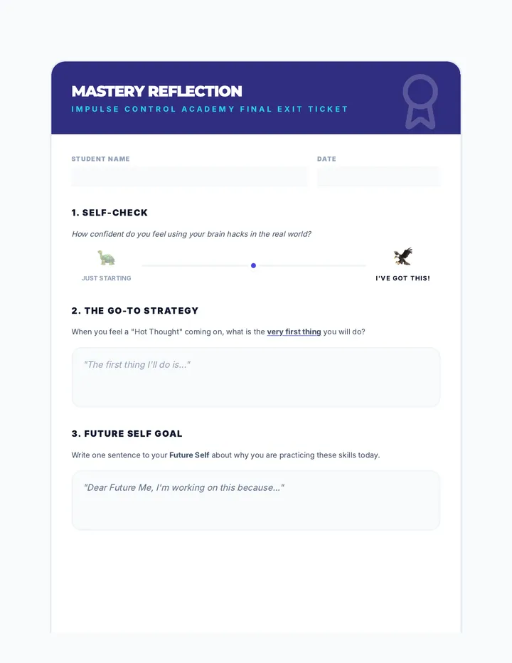 Mastery Reflection Exit Ticket