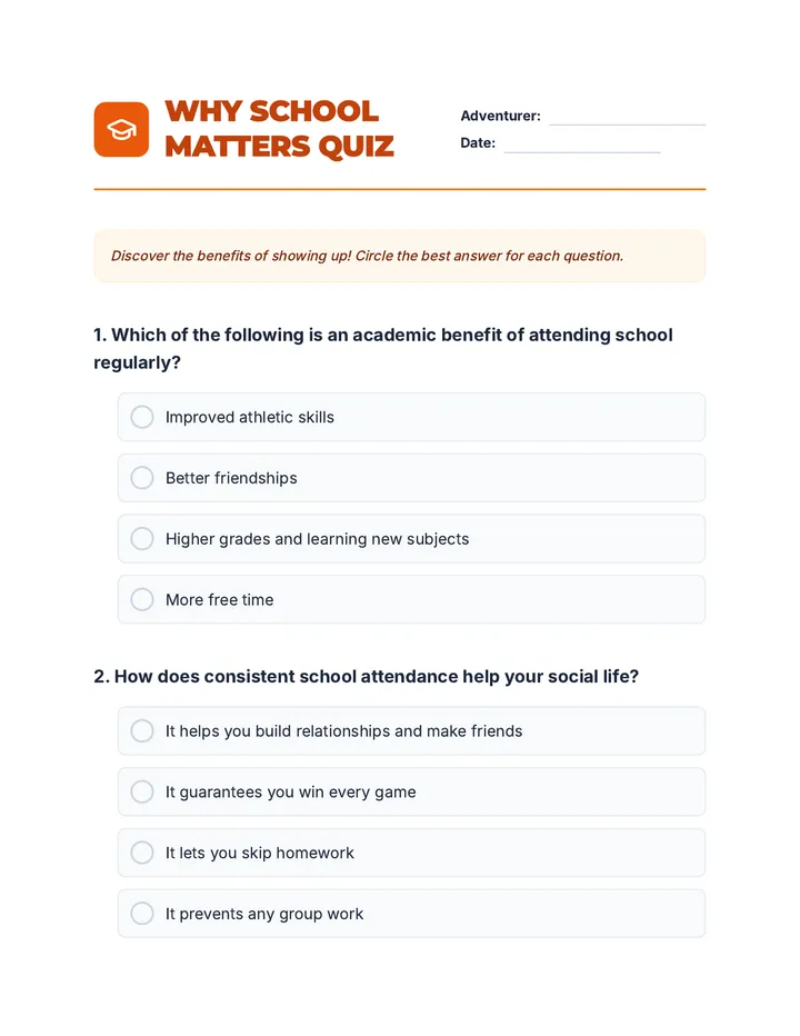 Why School Matters Quiz