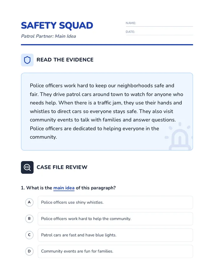 Patrol Partner Worksheet