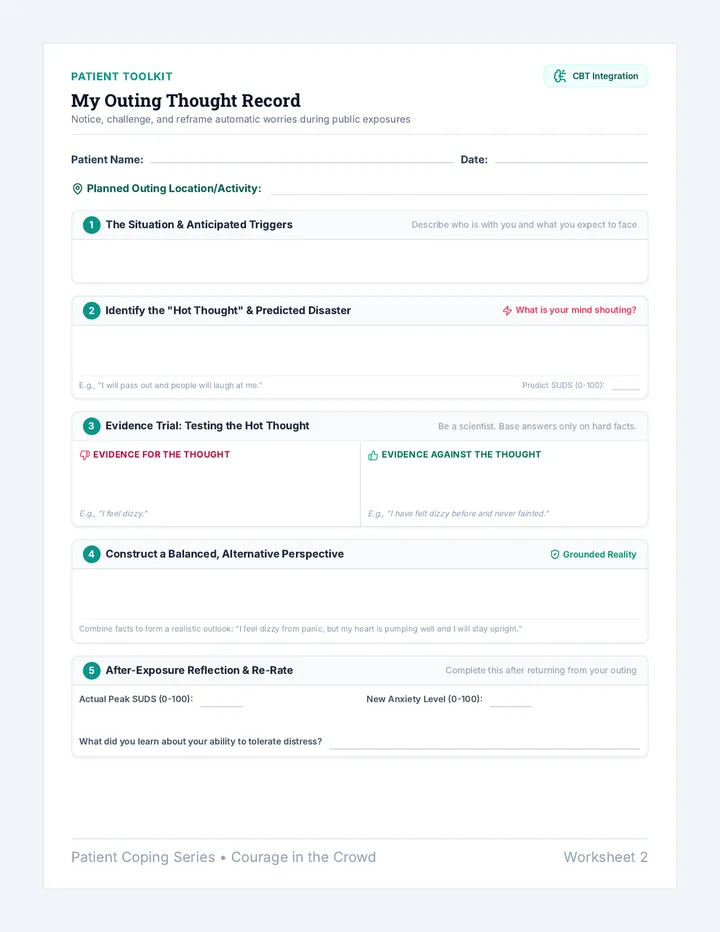 Outing Thought Record Worksheet
