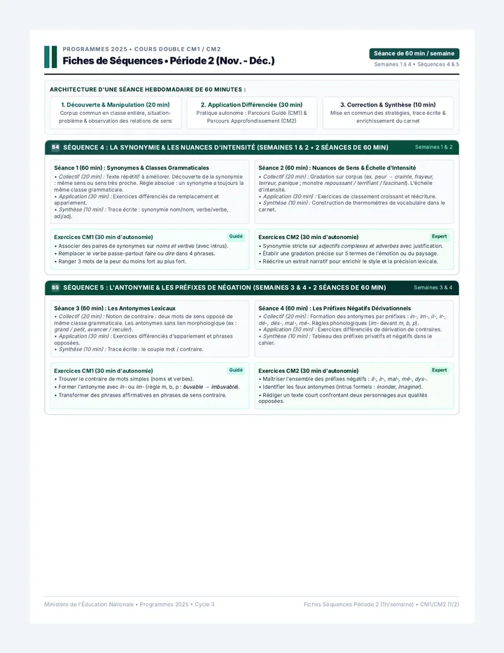 Vocabulaire Période 2 Séquences Guide