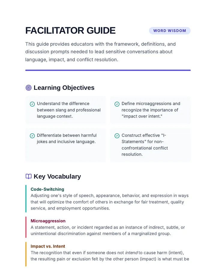 Word Wisdom Facilitator Guide