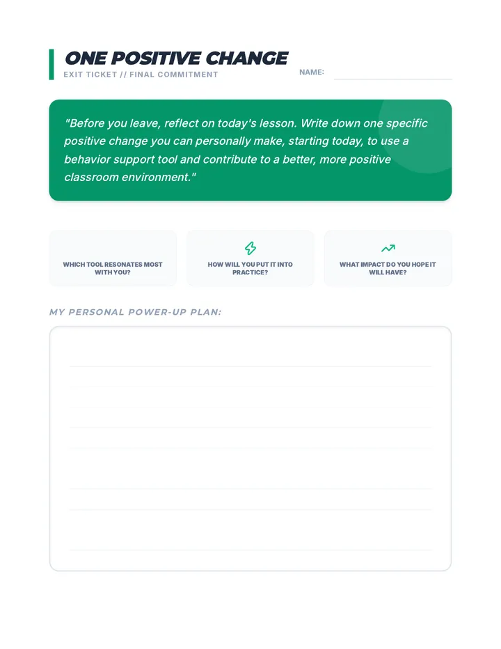 One Positive Change Cool-Down Worksheet
