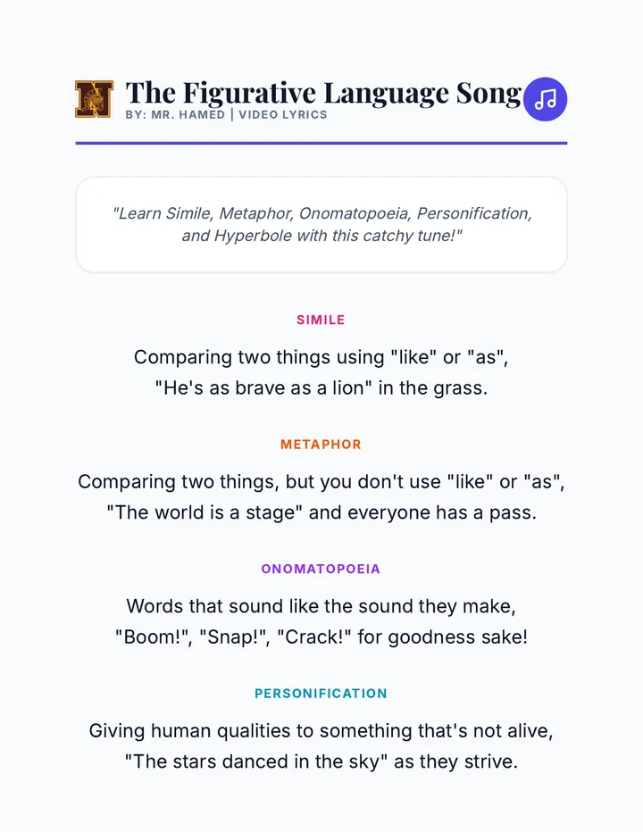 Figurative Language Song Lyrics