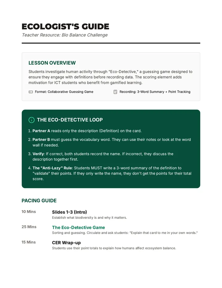 Ecologist Guide Game Edition