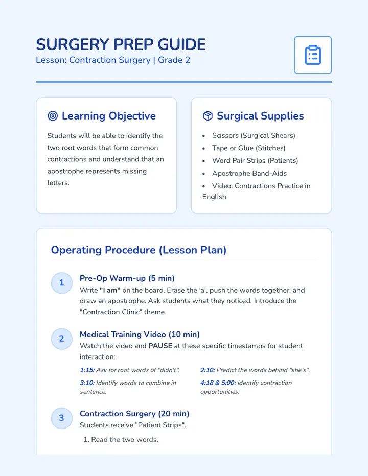 Surgery Prep Teacher Guide
