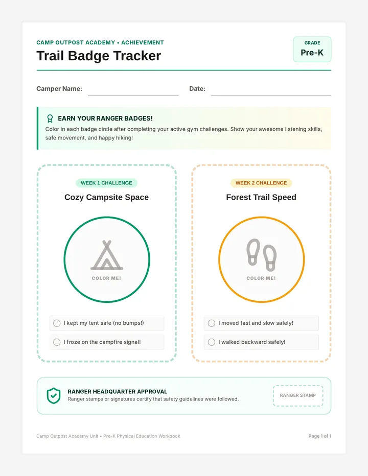 Trail Badge Tracker Worksheet