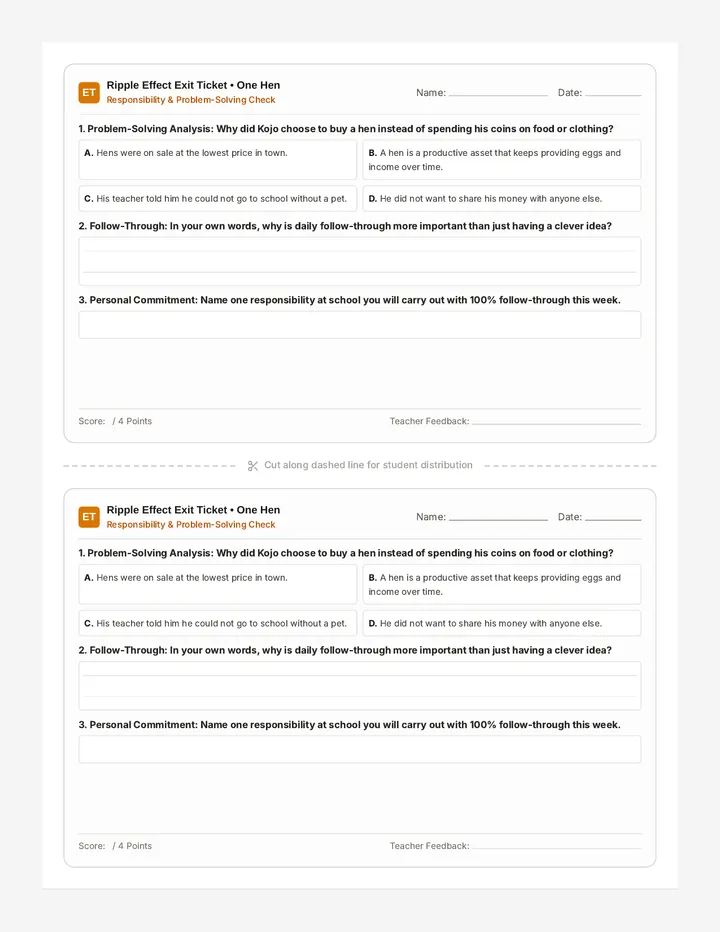 Ripple Effect Exit Ticket