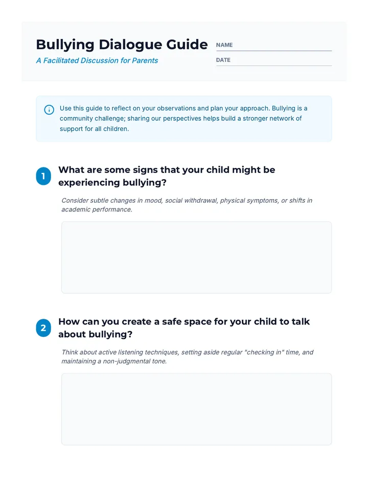 Bullying Dialogue Discussion Guide