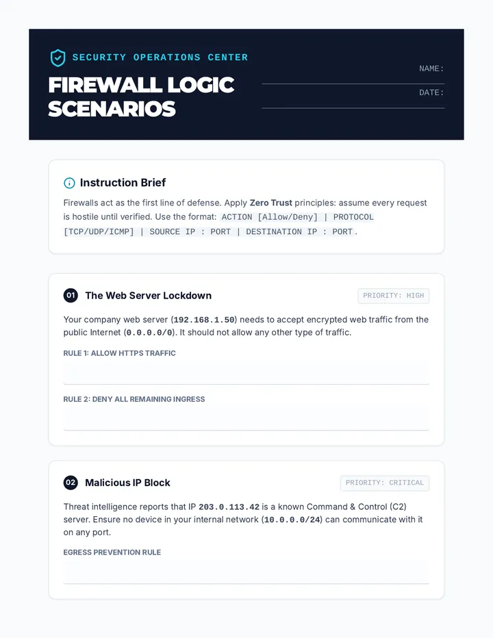 Firewall Logic Worksheet