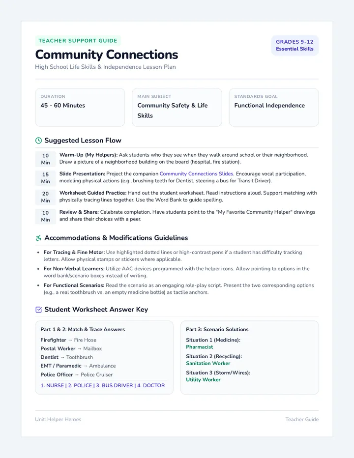 Community Connections Teacher Guide