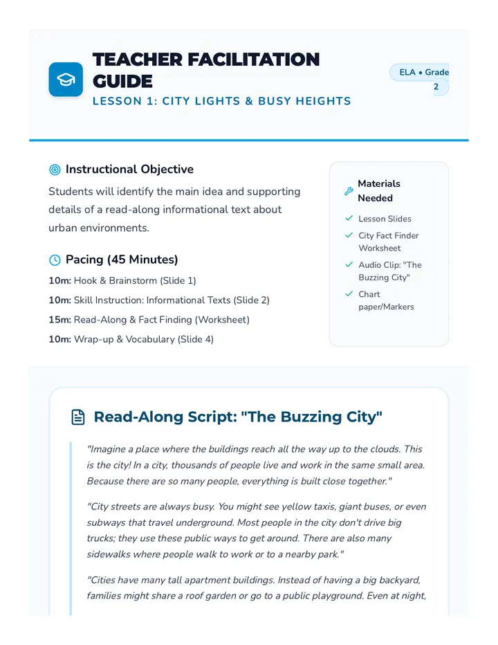 City Life Teacher Guide