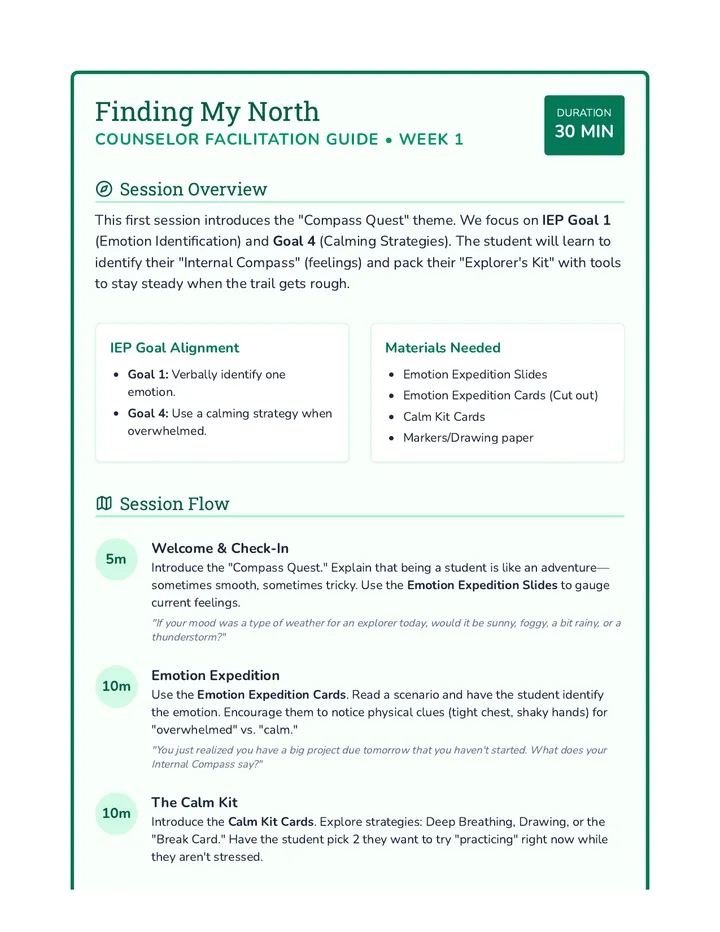 Finding My North Counselor Guide