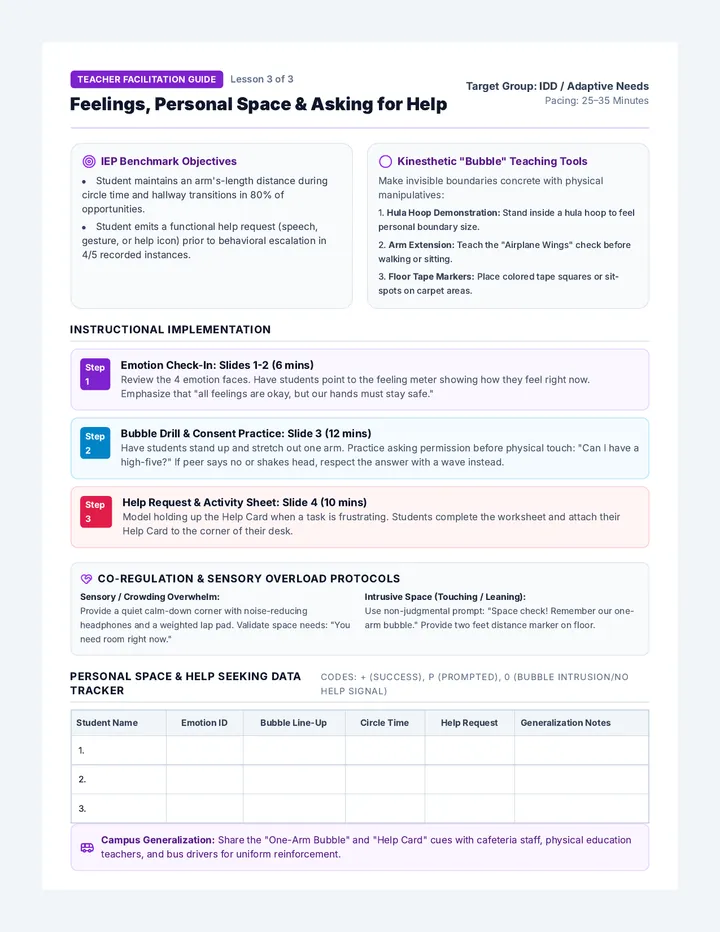 Feelings and Space Teacher Guide