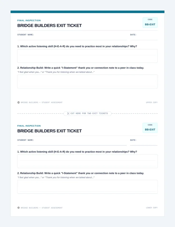 Bridge Builders Exit Ticket