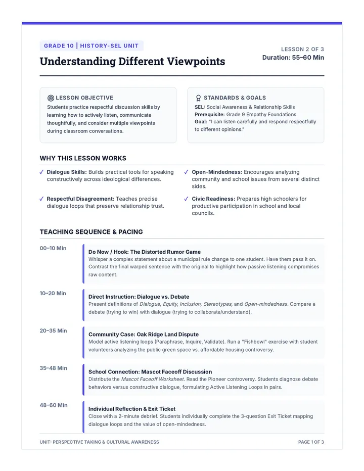 Civil Dialogue Teacher Guide