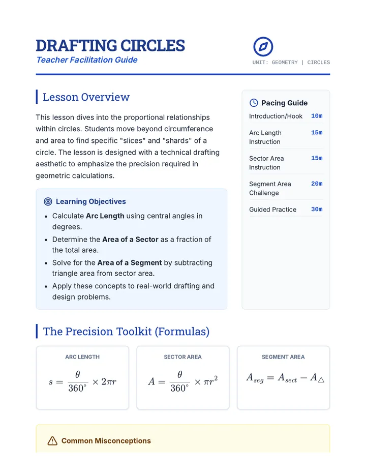 Drafting Circles Teacher Guide