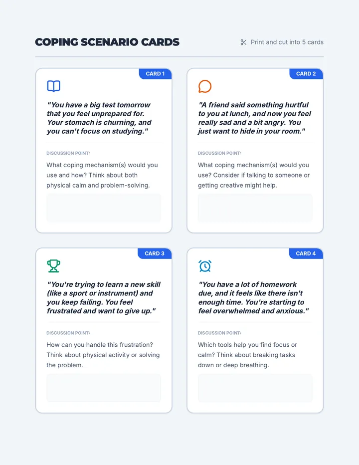 Coping Toolbox Scenario Cards Activity